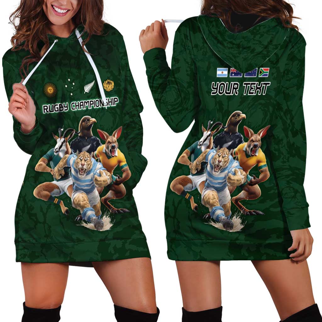 Custom Rugby Southern Hemisphere Hoodie Dress Argentina AUNZ South Africa Mascot Green LT9 - Polynesian Pride