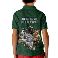 Custom Rugby Southern Hemisphere Kid Polo Shirt Argentina AUNZ South Africa Mascot Green LT9 - Polynesian Pride