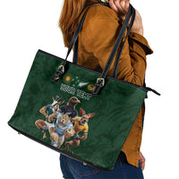 Custom Rugby Southern Hemisphere Leather Tote Bag Argentina AUNZ South Africa Mascot Green LT9 - Polynesian Pride