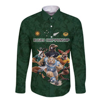 Custom Rugby Southern Hemisphere Long Sleeve Button Shirt Argentina AUNZ South Africa Mascot Green - Polynesian Pride