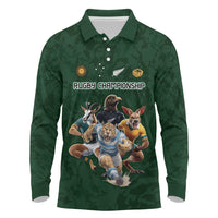 Custom Rugby Southern Hemisphere Long Sleeve Polo Shirt Argentina AUNZ South Africa Mascot Green LT9 Green - Polynesian Pride