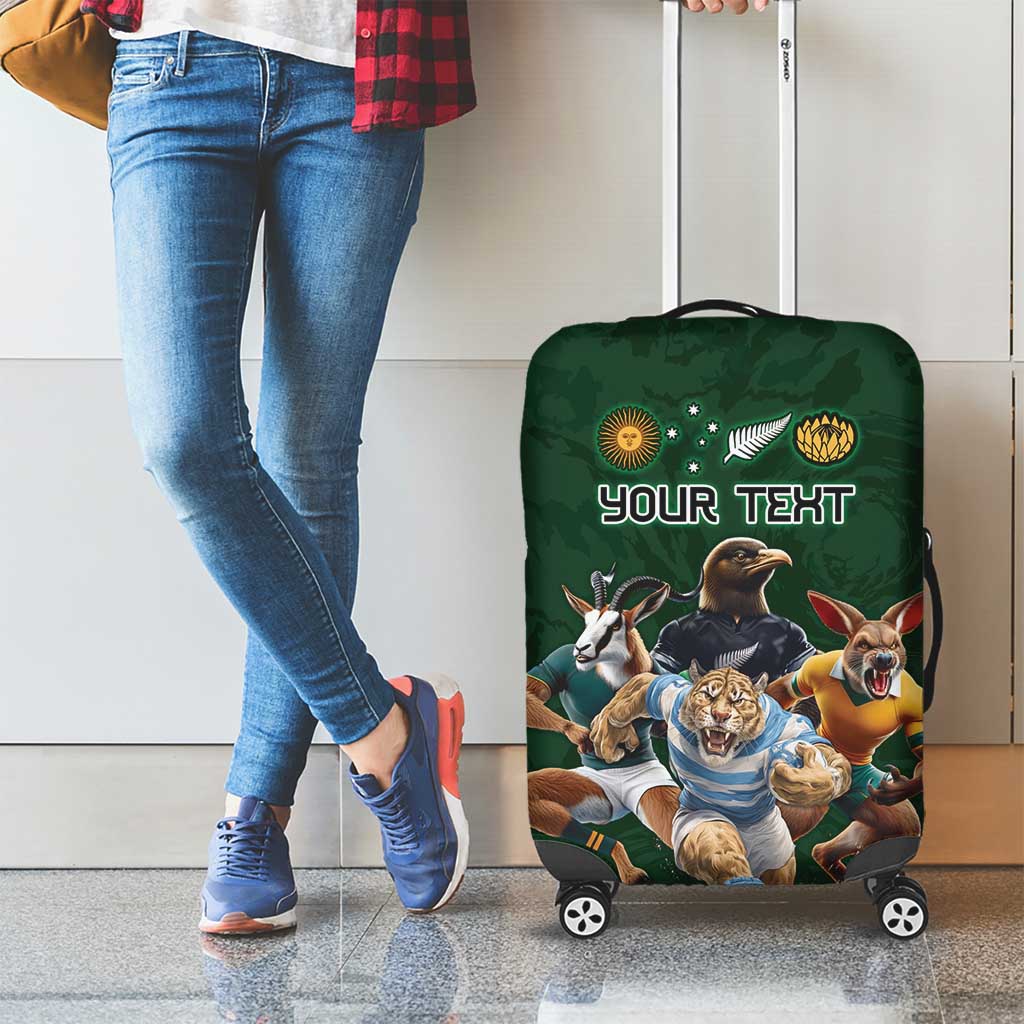 Custom Rugby Southern Hemisphere Luggage Cover Argentina AUNZ South Africa Mascot Green LT9 - Polynesian Pride