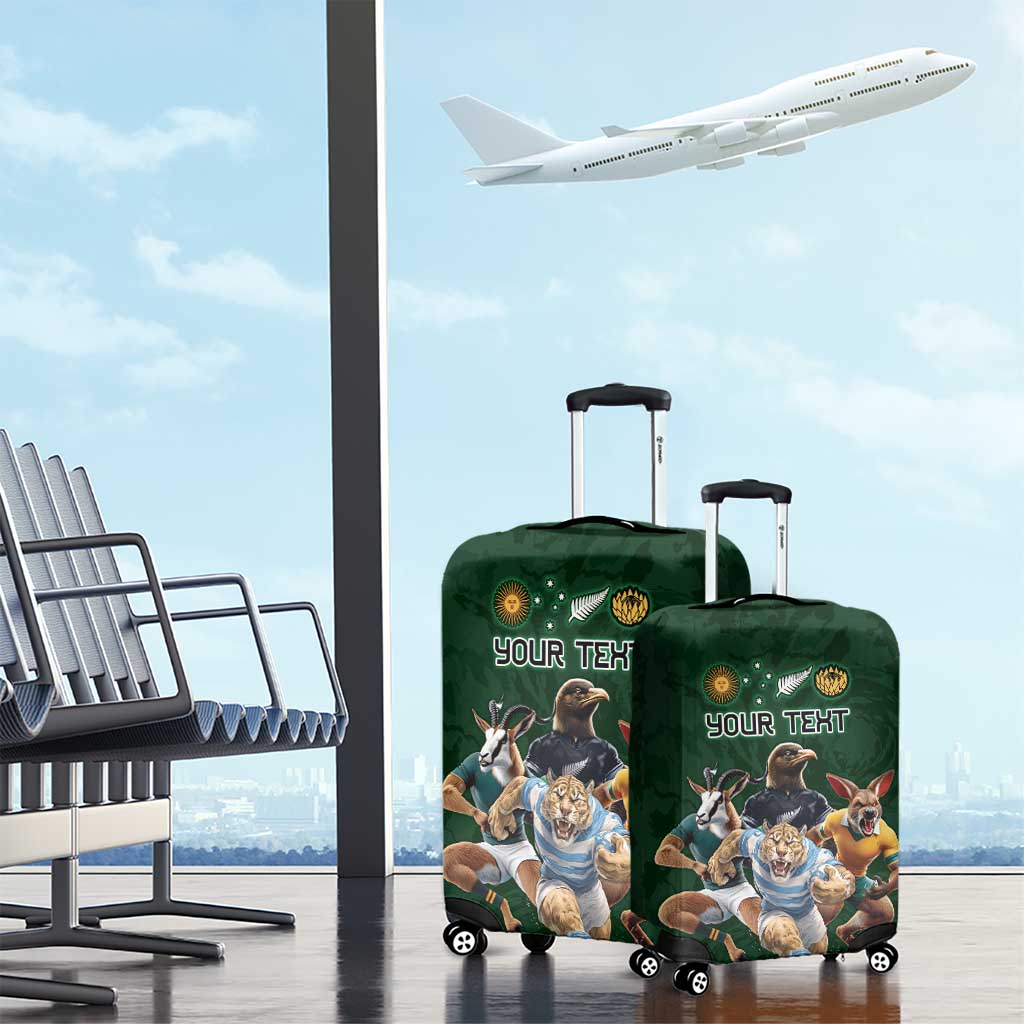 Custom Rugby Southern Hemisphere Luggage Cover Argentina AUNZ South Africa Mascot Green LT9 - Polynesian Pride