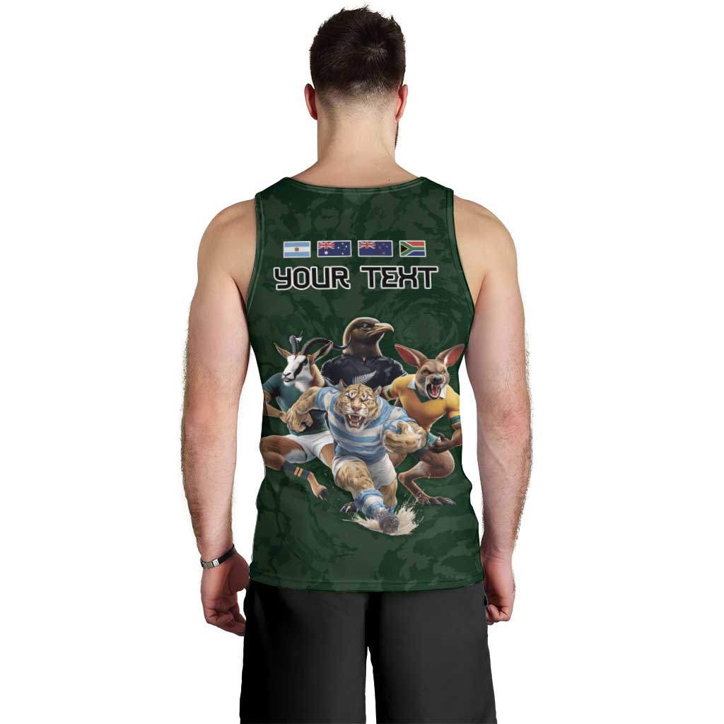 Custom Rugby Southern Hemisphere Men Tank Top Argentina AUNZ South Africa Mascot Green - Polynesian Pride