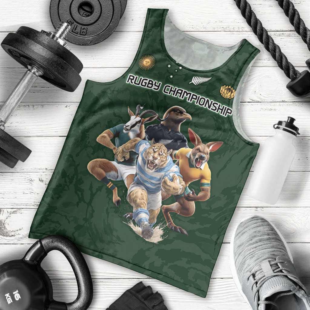 Custom Rugby Southern Hemisphere Men Tank Top Argentina AUNZ South Africa Mascot Green - Polynesian Pride
