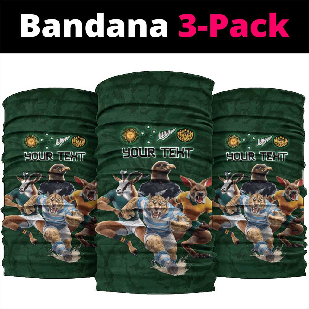 Custom Rugby Southern Hemisphere Neck Gaiter Argentina AUNZ South Africa Mascot Green LT9 package One Size: 25*50cm Green - Polynesian Pride