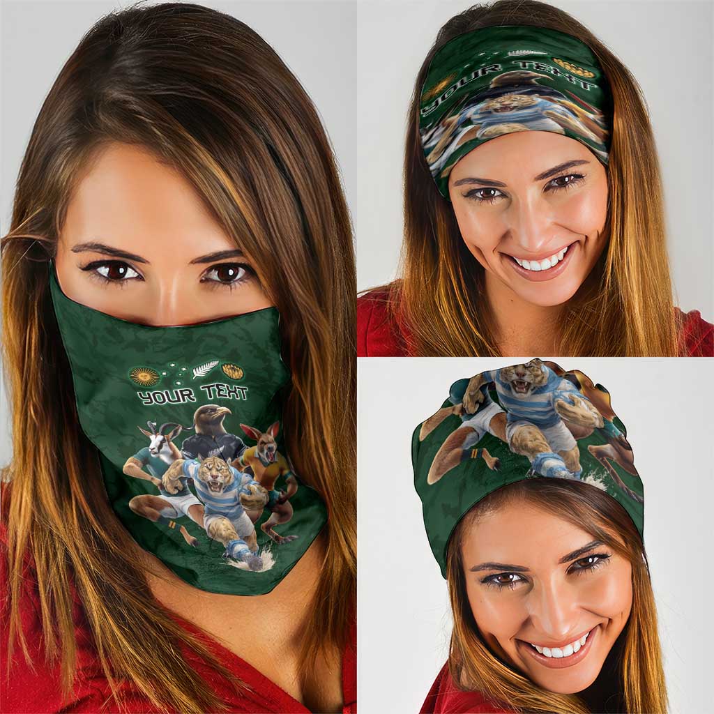 Custom Rugby Southern Hemisphere Neck Gaiter Argentina AUNZ South Africa Mascot Green LT9 - Polynesian Pride