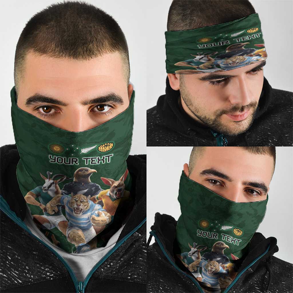 Custom Rugby Southern Hemisphere Neck Gaiter Argentina AUNZ South Africa Mascot Green LT9 - Polynesian Pride