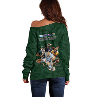 Custom Rugby Southern Hemisphere Off Shoulder Sweater Argentina AUNZ South Africa Mascot Green LT9 - Polynesian Pride