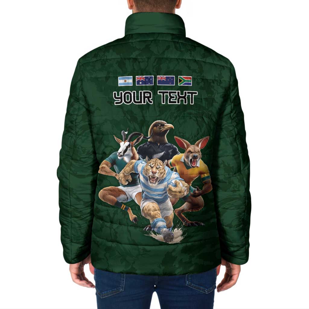 Custom Rugby Southern Hemisphere Padded Jacket Argentina AUNZ South Africa Mascot Green - Polynesian Pride