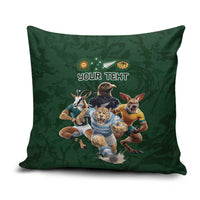 Custom Rugby Southern Hemisphere Pillow Cover Argentina AUNZ South Africa Mascot Green LT9 Green - Polynesian Pride