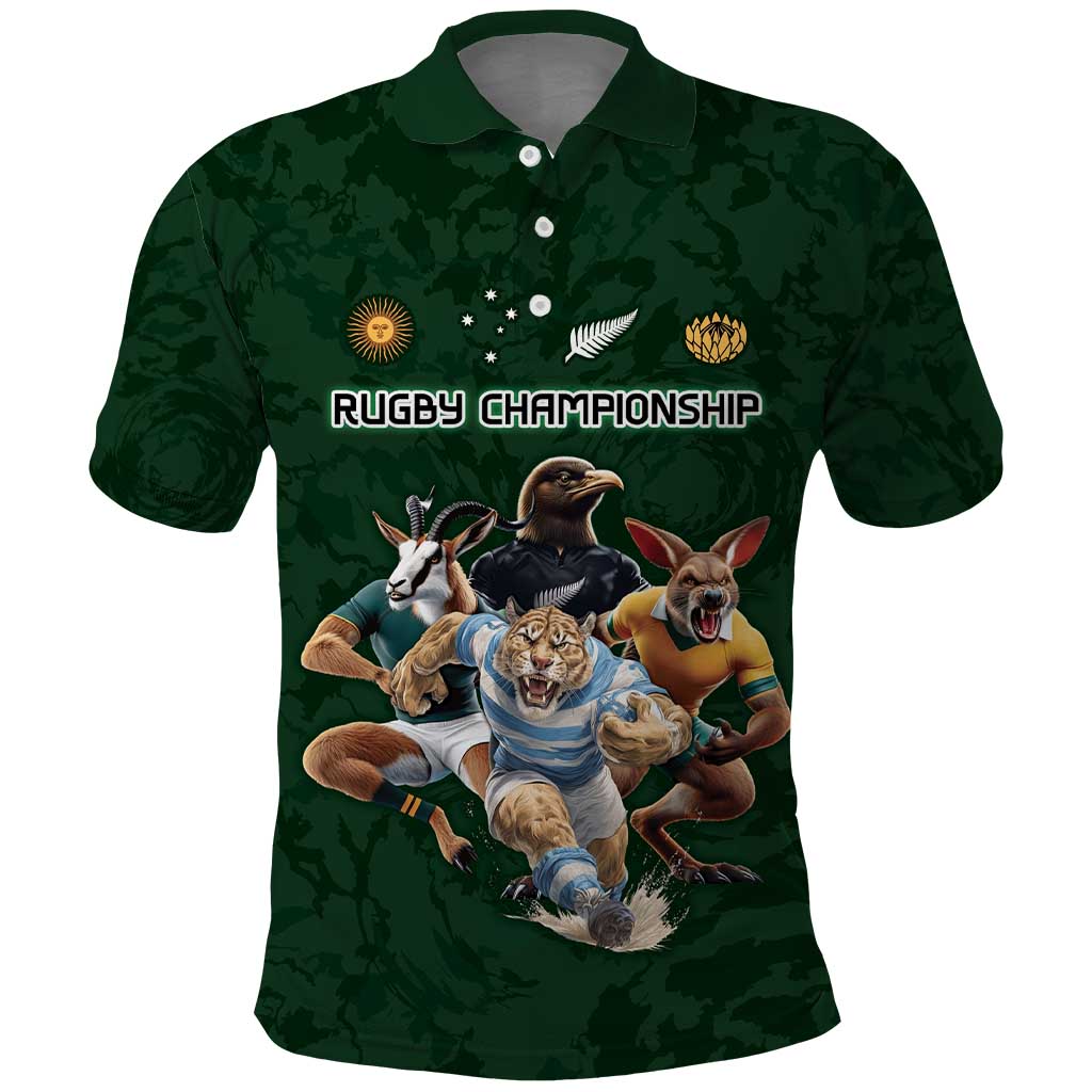 Custom Rugby Southern Hemisphere Polo Shirt Argentina AUNZ South Africa Mascot Green LT9 Green - Polynesian Pride