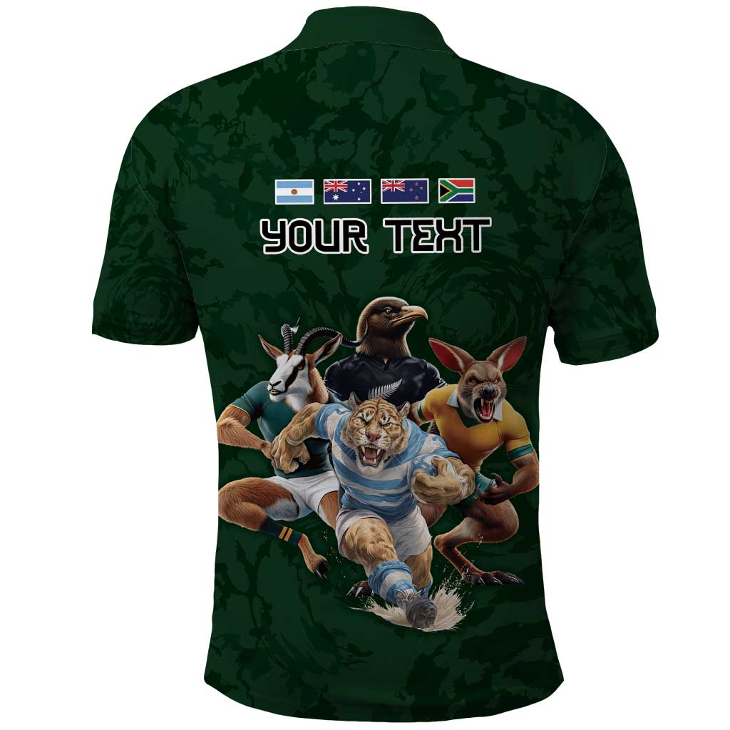 Custom Rugby Southern Hemisphere Polo Shirt Argentina AUNZ South Africa Mascot Green LT9 - Polynesian Pride