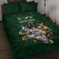 Custom Rugby Southern Hemisphere Quilt Bed Set Argentina AUNZ South Africa Mascot Green LT9 Green - Polynesian Pride