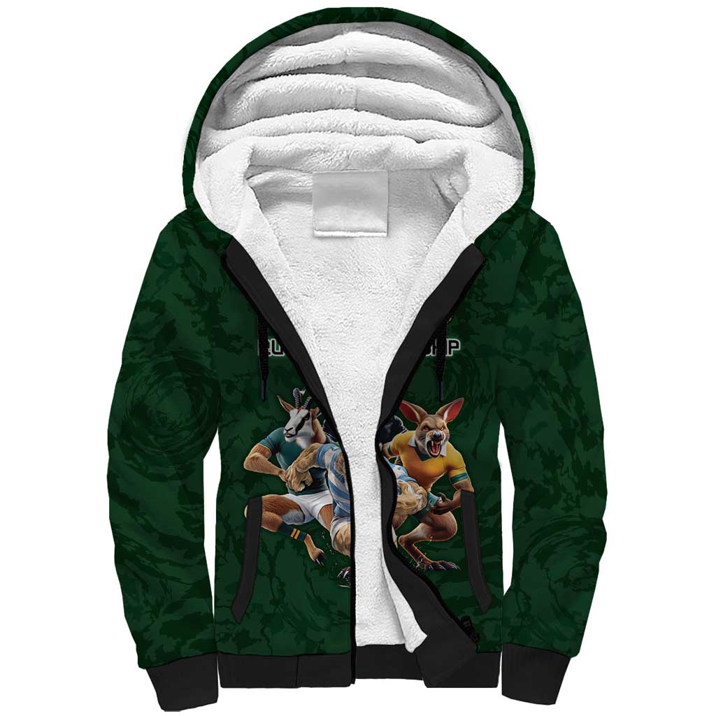 Custom Rugby Southern Hemisphere Sherpa Hoodie Argentina AUNZ South Africa Mascot Green LT9 Unisex Green - Polynesian Pride