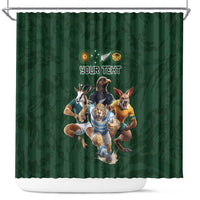 Custom Rugby Southern Hemisphere Shower Curtain Argentina AUNZ South Africa Mascot Green LT9 Green - Polynesian Pride
