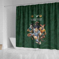 Custom Rugby Southern Hemisphere Shower Curtain Argentina AUNZ South Africa Mascot Green LT9 - Polynesian Pride