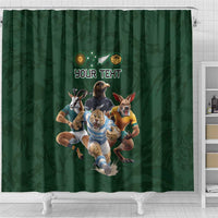 Custom Rugby Southern Hemisphere Shower Curtain Argentina AUNZ South Africa Mascot Green LT9 - Polynesian Pride