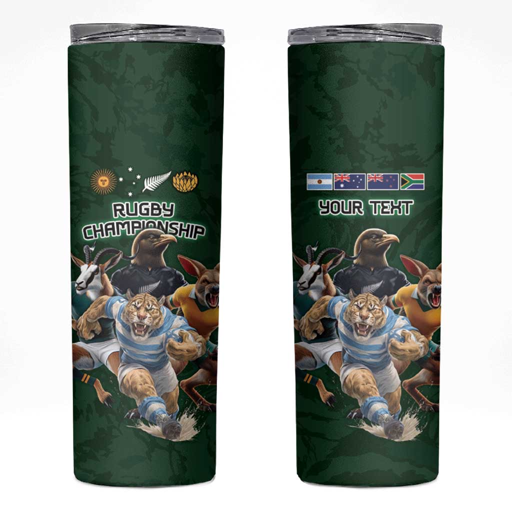 Custom Rugby Southern Hemisphere Skinny Tumbler Argentina AUNZ South Africa Mascot Green - Polynesian Pride