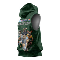 Custom Rugby Southern Hemisphere Sleeveless Hoodie Argentina AUNZ South Africa Mascot Green LT9 - Polynesian Pride
