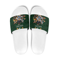 Custom Rugby Southern Hemisphere Slide Sandals Argentina AUNZ South Africa Mascot Green LT9 Green - Polynesian Pride