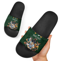 Custom Rugby Southern Hemisphere Slide Sandals Argentina AUNZ South Africa Mascot Green LT9 - Polynesian Pride