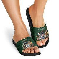 Custom Rugby Southern Hemisphere Slide Sandals Argentina AUNZ South Africa Mascot Green LT9 - Polynesian Pride