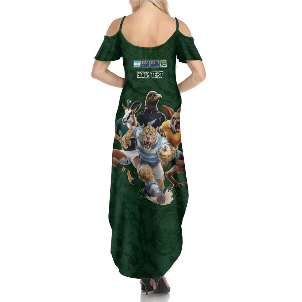 Custom Rugby Southern Hemisphere Summer Maxi Dress Argentina AUNZ South Africa Mascot Green LT9 - Polynesian Pride