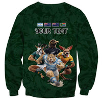 Custom Rugby Southern Hemisphere Sweatshirt Argentina AUNZ South Africa Mascot Green - Polynesian Pride