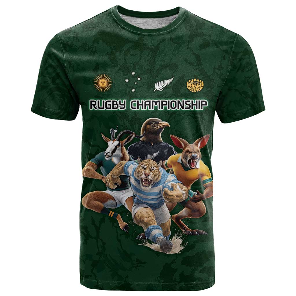 Custom Rugby Southern Hemisphere T Shirt Argentina AUNZ South Africa Mascot Green LT9 Green - Polynesian Pride