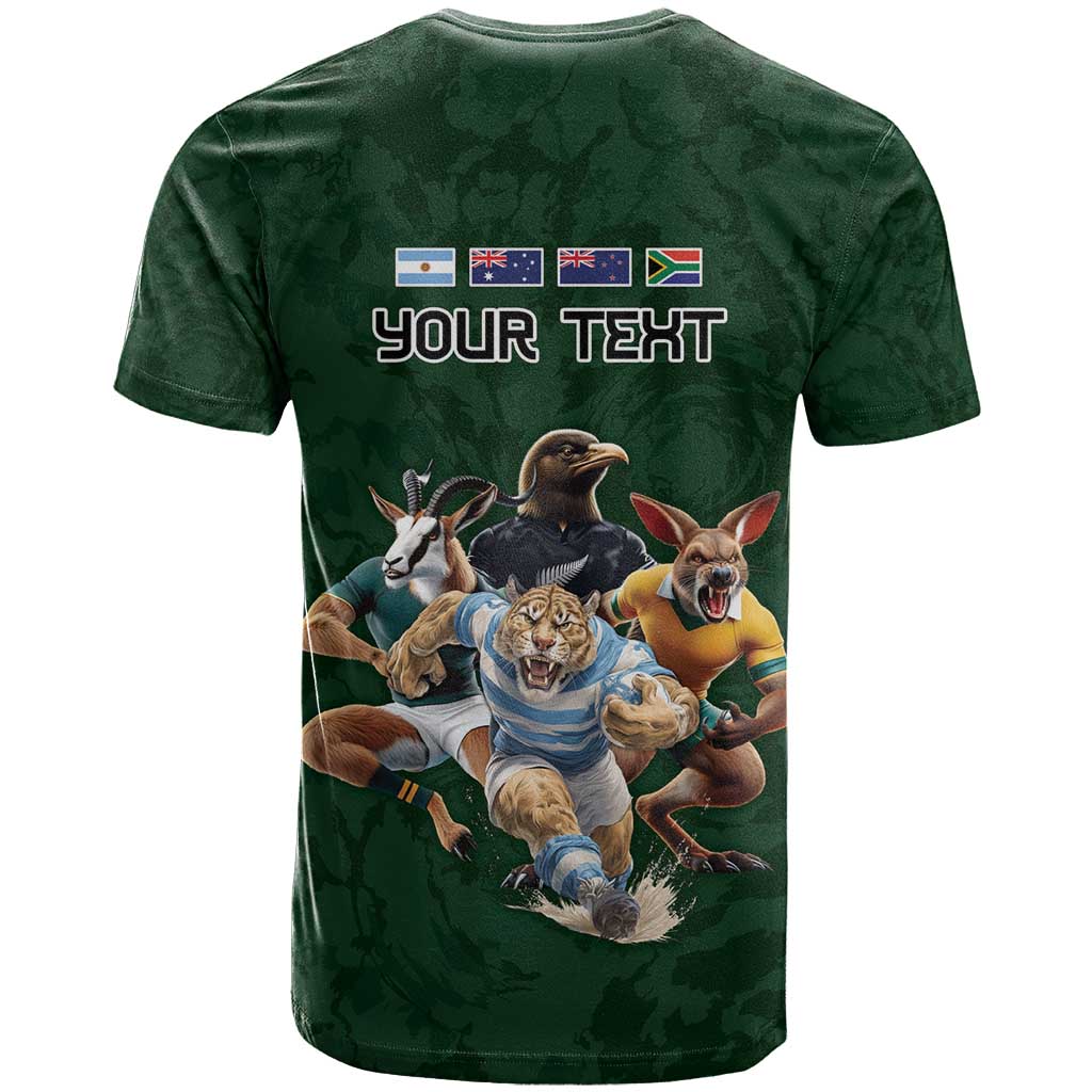 Custom Rugby Southern Hemisphere T Shirt Argentina AUNZ South Africa Mascot Green LT9 - Polynesian Pride