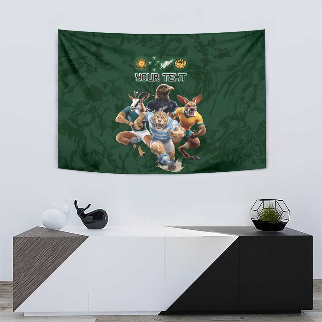 Custom Rugby Southern Hemisphere Tapestry Argentina AUNZ South Africa Mascot Green - Polynesian Pride
