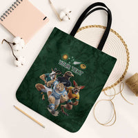 Custom Rugby Southern Hemisphere Tote Bag Argentina AUNZ South Africa Mascot Green LT9 Black Strap One Size Green - Polynesian Pride