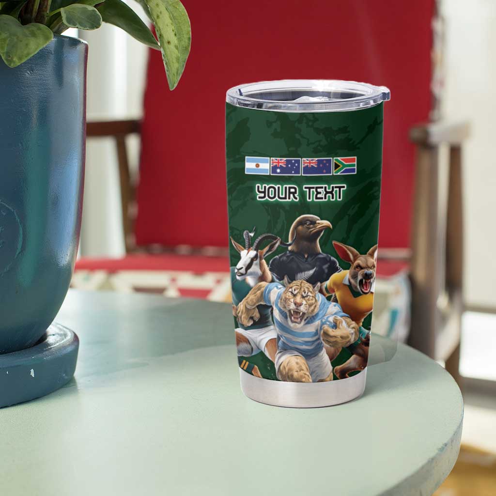 Custom Rugby Southern Hemisphere Tumbler Cup Argentina AUNZ South Africa Mascot Green LT9 - Polynesian Pride