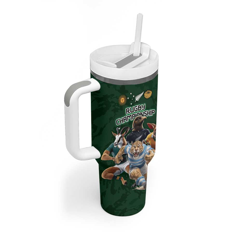 Custom Rugby Southern Hemisphere Tumbler With Handle Argentina AUNZ South Africa Mascot Green LT9 - Polynesian Pride
