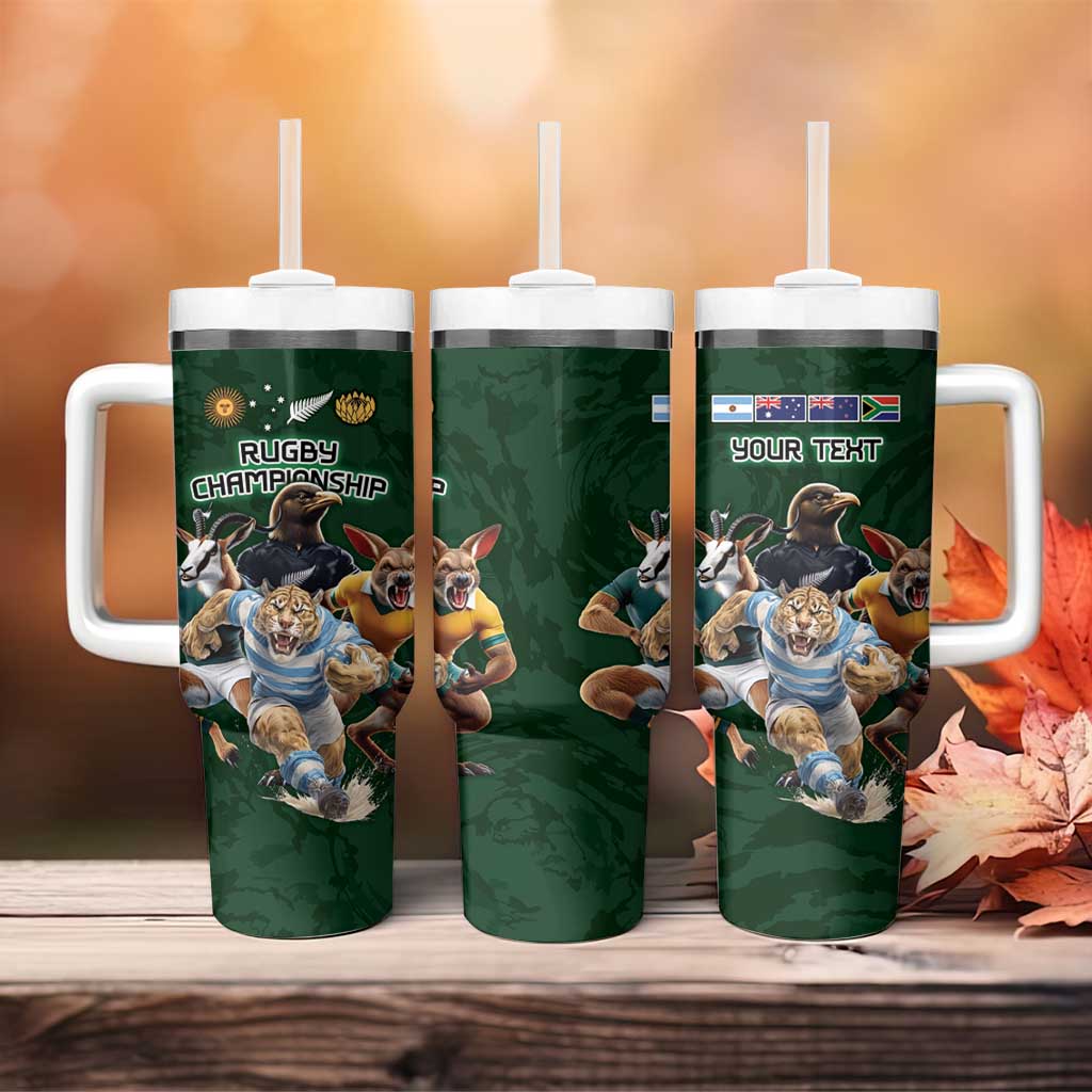 Custom Rugby Southern Hemisphere Tumbler With Handle Argentina AUNZ South Africa Mascot Green LT9 - Polynesian Pride