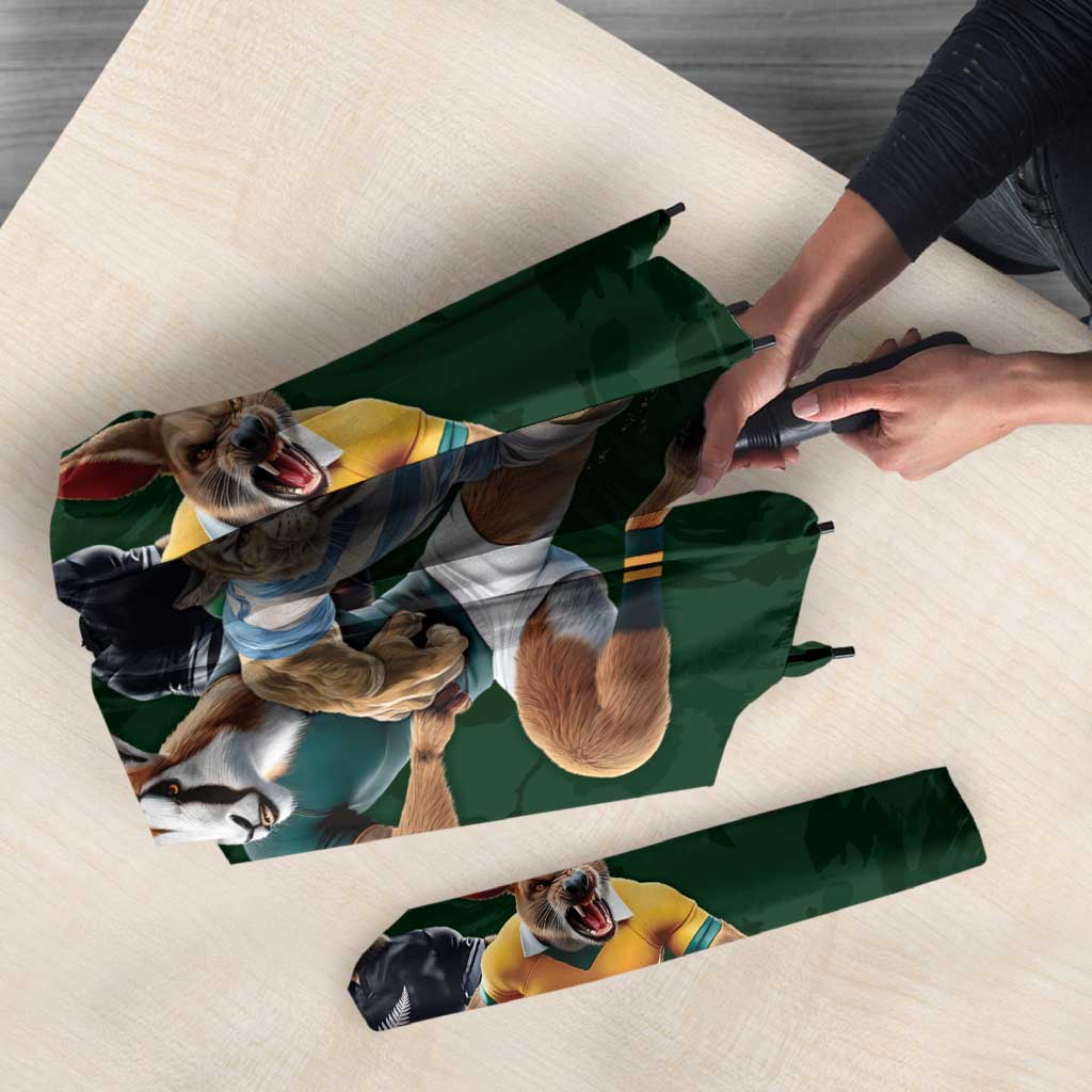 Custom Rugby Southern Hemisphere Umbrella Argentina AUNZ South Africa Mascot Green - Polynesian Pride
