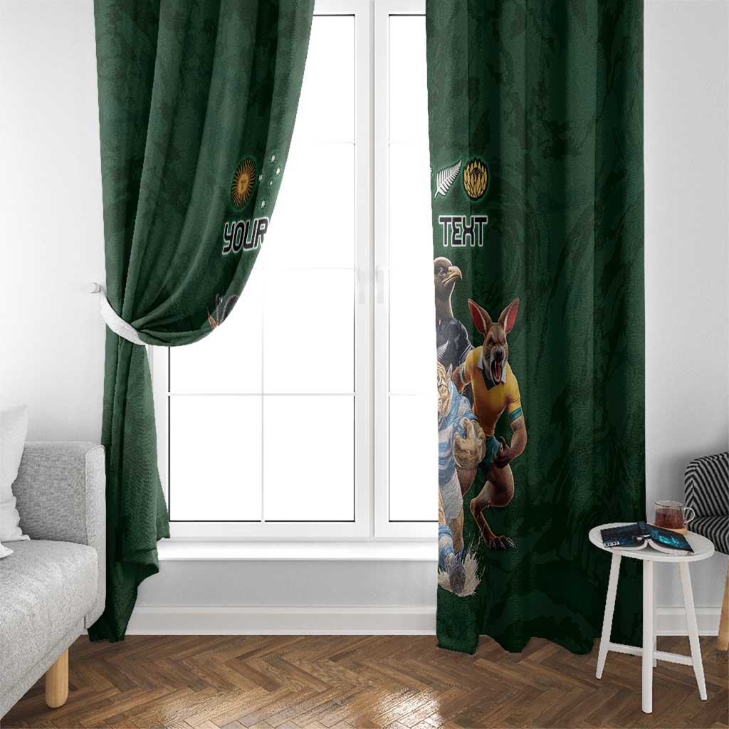 Custom Rugby Southern Hemisphere Window Curtain Argentina AUNZ South Africa Mascot Green - Polynesian Pride