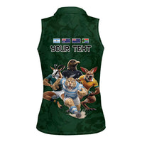Custom Rugby Southern Hemisphere Women Sleeveless Polo Shirt Argentina AUNZ South Africa Mascot Green LT9 - Polynesian Pride