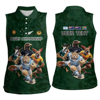 Custom Rugby Southern Hemisphere Women Sleeveless Polo Shirt Argentina AUNZ South Africa Mascot Green LT9 - Polynesian Pride