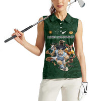 Custom Rugby Southern Hemisphere Women Sleeveless Polo Shirt Argentina AUNZ South Africa Mascot Green LT9 - Polynesian Pride