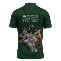 Custom Rugby Southern Hemisphere Zipper Polo Shirt Argentina AUNZ South Africa Mascot Green LT9 - Polynesian Pride