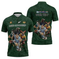 Custom Rugby Southern Hemisphere Zipper Polo Shirt Argentina AUNZ South Africa Mascot Green LT9 - Polynesian Pride