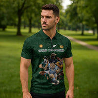 Custom Rugby Southern Hemisphere Zipper Polo Shirt Argentina AUNZ South Africa Mascot Green LT9 - Polynesian Pride