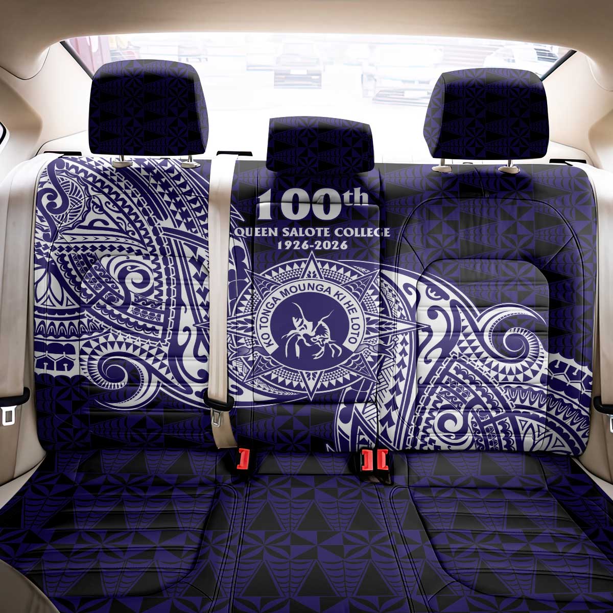 Tonga Queen Salote College 100th Years Back Car Seat Cover Est 1926 Tongan Ngatu Tapa LT9 - Polynesian Pride