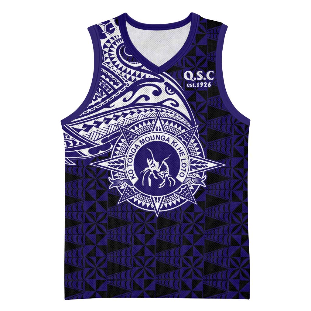 Tonga Queen Salote College 100th Years Basketball Jersey Est 1926 Tongan Ngatu Tapa LT9 Unisex Blue - Polynesian Pride