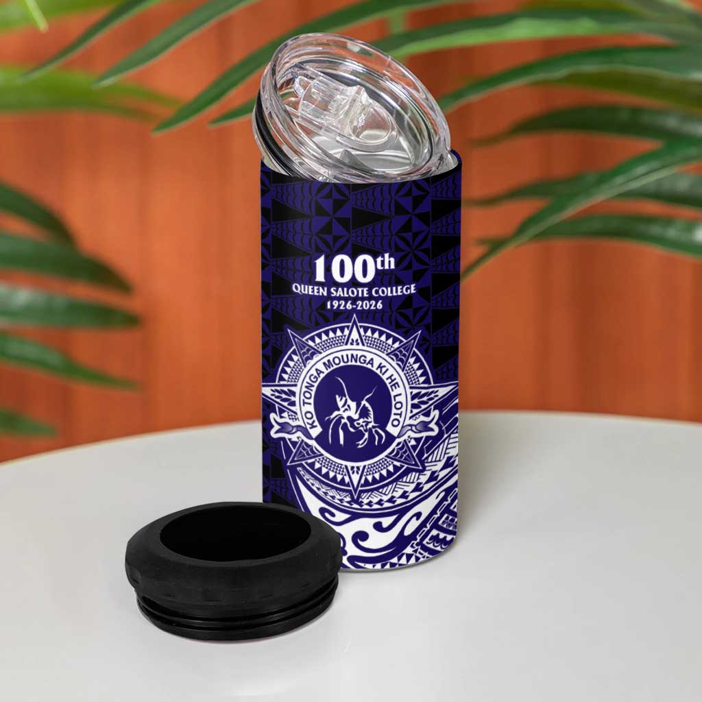 Tonga Queen Salote College 100th Years 4 in 1 Can Cooler Tumbler Est 1926 Tongan Ngatu Tapa LT9 - Polynesian Pride