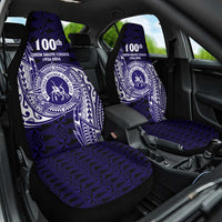 Tonga Queen Salote College 100th Years Car Seat Cover Est 1926 Tongan Ngatu Tapa LT9 One Size Blue - Polynesian Pride