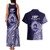Tonga Queen Salote College 100th Years Couples Matching Tank Maxi Dress and Hawaiian Shirt Est 1926 Tongan Ngatu Tapa LT9 - Polynesian Pride