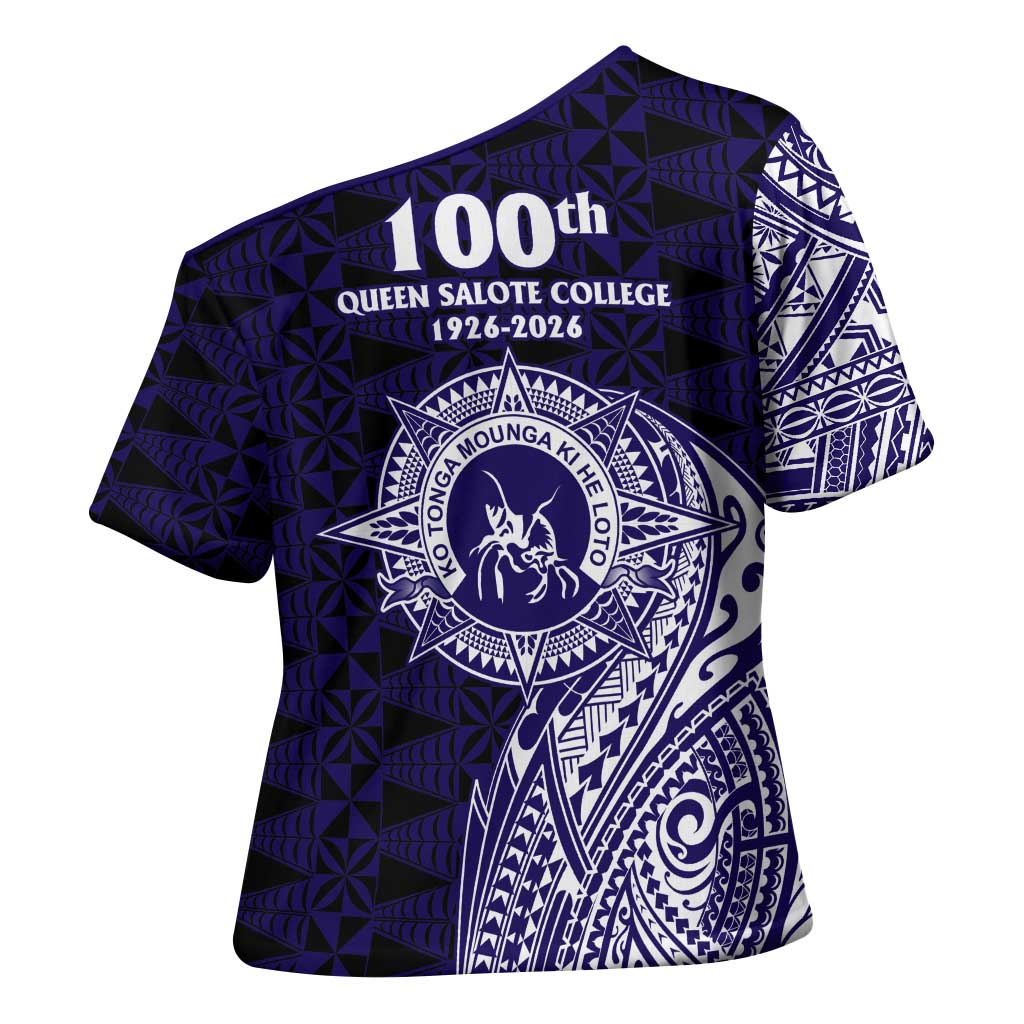 Tonga Queen Salote College 100th Years Cross Shoulder Shirt Est 1926 Tongan Ngatu Tapa LT9 - Polynesian Pride